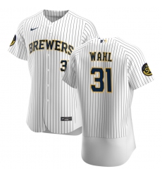 Men Milwaukee Brewers 31 Bobby Wahl Men Nike White Home 2020 Flex Base Player MLB Jersey