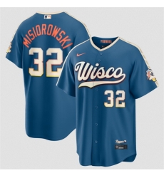 Men Milwaukee Brewers 32 Jacob Misiorowski Mineral Blue 2026 City Connect Stadium Stitched Baseball Jersey Men Milwaukee Brewers 32 Jacob Misiorowski Mineral Blue 2026 City Connect Stadium Stitched Baseball Jersey