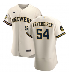 Men Milwaukee Brewers 54 J P  Feyereisen Men Nike Cream Home 2020 Flex Base Player MLB Jersey