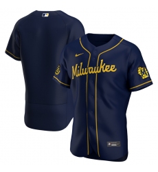 Men Milwaukee Brewers Men Nike Navy Alternate 2020 Flex Base Team MLB Jersey