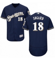 Mens Majestic Milwaukee Brewers 18 Eric Sogard White Alternate Flex Base Authentic Collection MLB Jersey