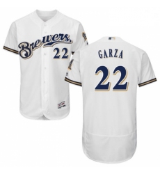 Mens Majestic Milwaukee Brewers 22 Matt Garza White Alternate Flex Base Authentic Collection MLB Jersey