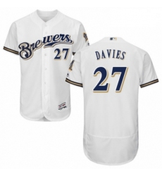 Mens Majestic Milwaukee Brewers 27 Zach Davies Navy Blue Alternate Flex Base Authentic Collection MLB Jersey