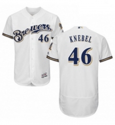 Mens Majestic Milwaukee Brewers 46 Corey Knebel White Flexbase Authentic Collection MLB Jersey
