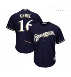 Mens Milwaukee Brewers 16 Ben Gamel Replica Navy Blue Alternate Cool Base Baseball Jersey 