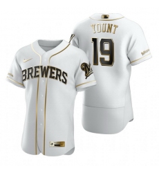 Milwaukee Brewers 19 Robin Yount White Nike Mens Authentic Golden Edition MLB Jersey