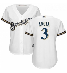 Womens Majestic Milwaukee Brewers 3 Orlando Arcia Authentic White Home Cool Base MLB Jersey