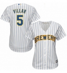 Womens Majestic Milwaukee Brewers 5 Jonathan Villar Authentic White Alternate Cool Base MLB Jersey