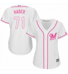 Womens Majestic Milwaukee Brewers 71 Josh Hader Authentic White Fashion Cool Base MLB Jersey 