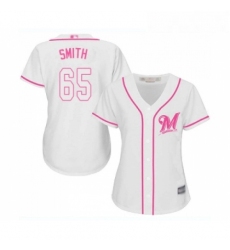 Womens Milwaukee Brewers 65 Burch Smith Replica White Fashion Cool Base Baseball Jersey 