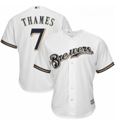 Youth Majestic Milwaukee Brewers 7 Eric Thames Replica White Home Cool Base MLB Jersey