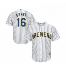 Youth Milwaukee Brewers 16 Ben Gamel Replica White Home Cool Base Baseball Jersey 