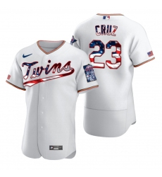 Men Minnesota Twins 23 Nelson Cruz Men Nike White Fluttering USA Flag Limited Edition Flex Base MLB Jersey