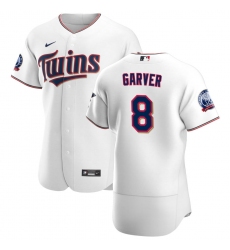 Men Minnesota Twins 8 Mitch Garver Men Nike White Home 2020 60th Season Flex Base Team MLB Jersey