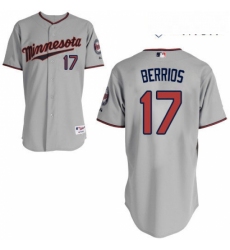 Mens Majestic Minnesota Twins 17 Jose Berrios Replica Grey Road Cool Base MLB Jersey