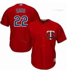 Mens Majestic Minnesota Twins 22 Miguel Sano Replica Scarlet Alternate Cool Base MLB Jersey