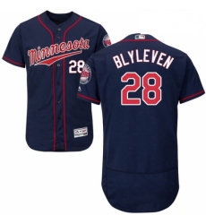 Mens Majestic Minnesota Twins 28 Bert Blyleven Authentic Navy Blue Alternate Flex Base Authentic Collection MLB Jersey