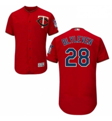 Mens Majestic Minnesota Twins 28 Bert Blyleven Authentic Scarlet Alternate Flex Base Authentic Collection MLB Jersey