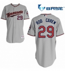 Mens Majestic Minnesota Twins 29 Rod Carew Replica Grey Road Cool Base MLB Jersey