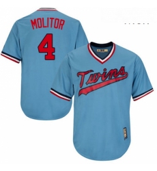 Mens Majestic Minnesota Twins 4 Paul Molitor Replica Light Blue Cooperstown MLB Jersey