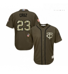 Mens Minnesota Twins 23 Nelson Cruz Authentic Green Salute to Service Baseball Jersey 