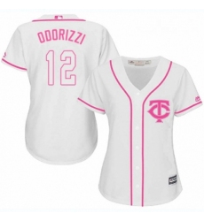 Womens Majestic Minnesota Twins 12 Jake Odorizzi Authentic White Fashion Cool Base MLB Jersey 