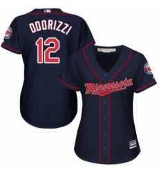 Womens Majestic Minnesota Twins 12 Jake Odorizzi Replica Navy Blue Alternate Road Cool Base MLB Jersey 