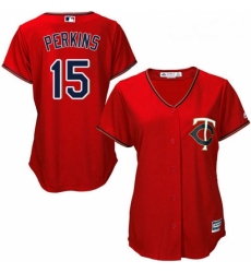 Womens Majestic Minnesota Twins 15 Glen Perkins Authentic Scarlet Alternate Cool Base MLB Jersey