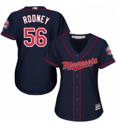 Womens Majestic Minnesota Twins 56 Fernando Rodney Authentic Navy Blue Alternate Road Cool Base MLB Jersey 