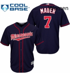 Womens Majestic Minnesota Twins 7 Joe Mauer Authentic Navy Blue Alternate Road Cool Base MLB Jersey