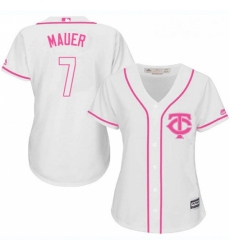 Womens Majestic Minnesota Twins 7 Joe Mauer Replica White Fashion Cool Base MLB Jersey