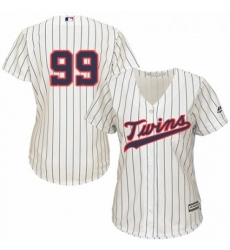 Womens Majestic Minnesota Twins 99 Logan Morrison Replica Cream Alternate Cool Base MLB Jersey 