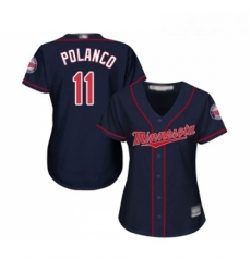 Womens Minnesota Twins 11 Jorge Polanco Replica Navy Blue Alternate Road Cool Base Baseball Jersey 