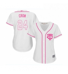 Womens Minnesota Twins 24 C J Cron Replica White Fashion Cool Base Baseball Jersey 