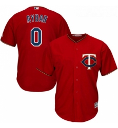 Youth Majestic Minnesota Twins 0 Erick Aybar Authentic Scarlet Alternate Cool Base MLB Jersey 