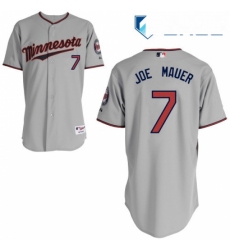 Youth Majestic Minnesota Twins 7 Joe Mauer Replica Grey Road Cool Base MLB Jersey