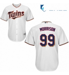 Youth Majestic Minnesota Twins 99 Logan Morrison Authentic White Home Cool Base MLB Jersey 