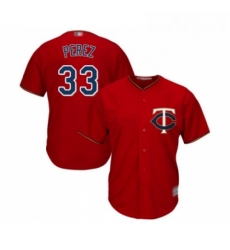 Youth Minnesota Twins 33 Martin Perez Replica Scarlet Alternate Cool Base Baseball Jersey 