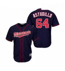 Youth Minnesota Twins 64 Willians Astudillo Replica Navy Blue Alternate Road Cool Base Baseball Jersey 