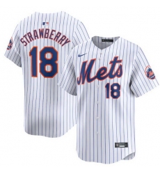 Men New York Mets 18 Darryl Strawberry White 2024 Home Limited Stitched Baseball Jersey