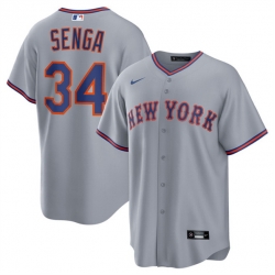Men New York Mets 34 Kodai Senga Grey 2025 Limited Stitched Baseball Jersey