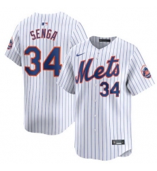 Men New York Mets 34 Kodai Senga White 2024 Home Limited Stitched Baseball Jersey