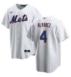 Men New York Mets 4 Francisco A1lvarez White Cool Base Stitched Baseball Jersey