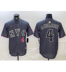 Men New York Mets 4 Francisco Alvarez Graphite 2024 City Connect Limited Stitched Baseball Jersey 2