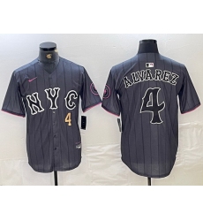 Men New York Mets 4 Francisco Alvarez Graphite 2024 City Connect Limited Stitched Baseball Jersey 5