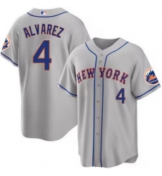 Men New York Mets 4 Francisco Alvarez Gray 2023 Cool Base Stitched Baseball Jersey