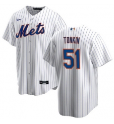 Men New York Mets 51 Michael Tonkin White Cool Base Stitched Baseball Jersey