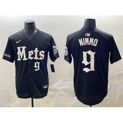 Men New York Mets 9 Brandon Nimmo Black  27Gotham Gothic Edition 27 Vapor Premier Limited Stitched Baseball Jersey
