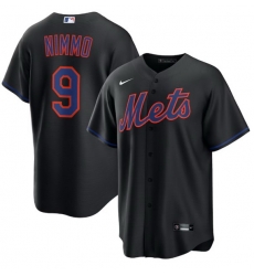 Men New York Mets 9 Brandon Nimmo Black Cool Base Stitched Baseball Jersey Men New York Mets 9 Brandon Nimmo Black Cool Base Stitched Baseball Jersey