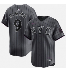 Men New York Mets 9 Brandon Nimmo Graphite 2024 City Connect Limited Stitched Baseball Jersey